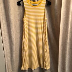 Time and Tru Yellow Striped Casual Dress